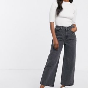 Monki organic cropped wide leg jeans